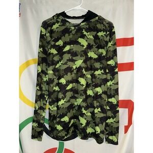 Googan Squad Lightweight Hoodie Fish Camo Mens Small Performance Fishing